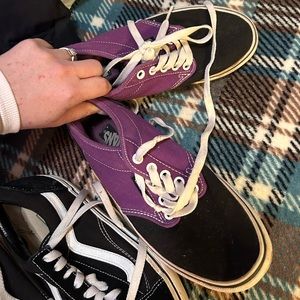 Old school vans taken great care of purple and black colorway half cabs